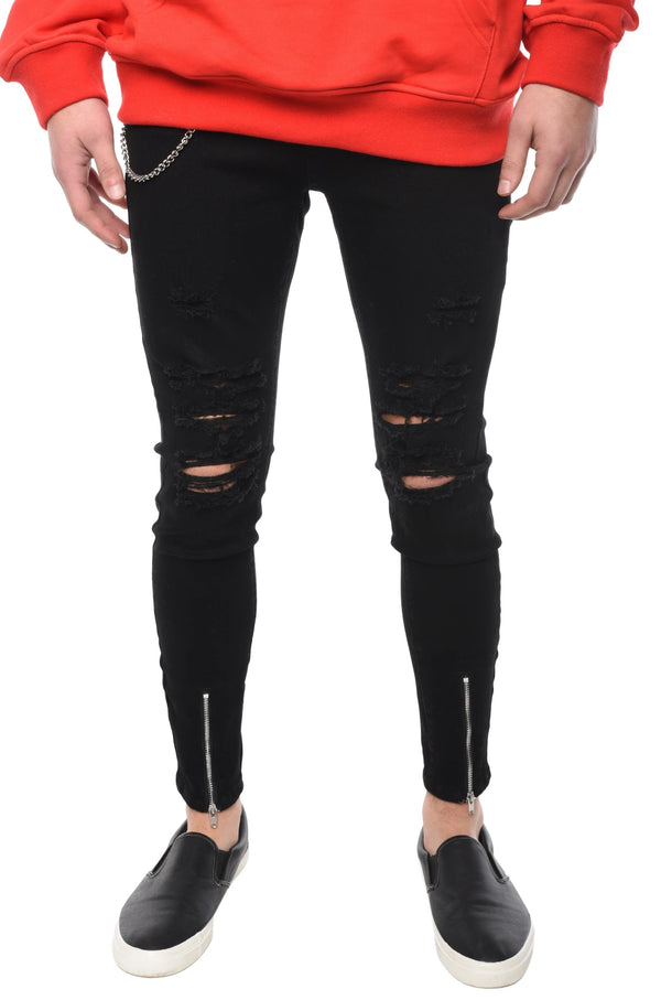 ESSENTIAL DISTRESSED DENIM WITH CHAIN - ZYARI