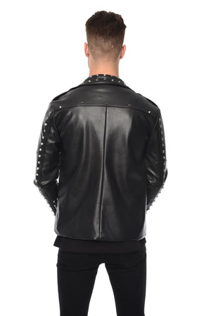 FAUX LEATHER JACKET WITH STUDS - BLACK - ZYARI